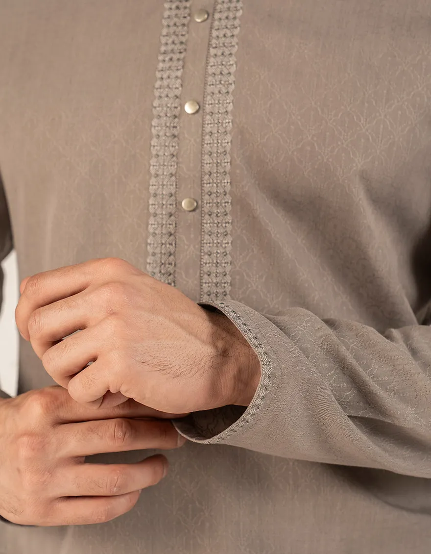 BROWN BLENDED KURTA | JJK-A-33290/S25/JJ93 sold by Junaid Jamshed product image thumbnail 3