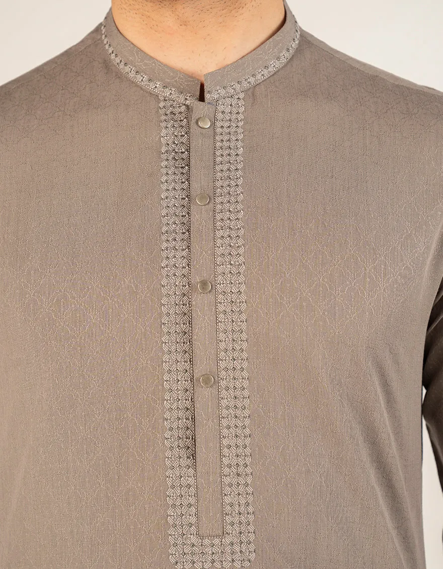 BROWN BLENDED KURTA | JJK-A-33290/S25/JJ93 sold by Junaid Jamshed product image thumbnail 4