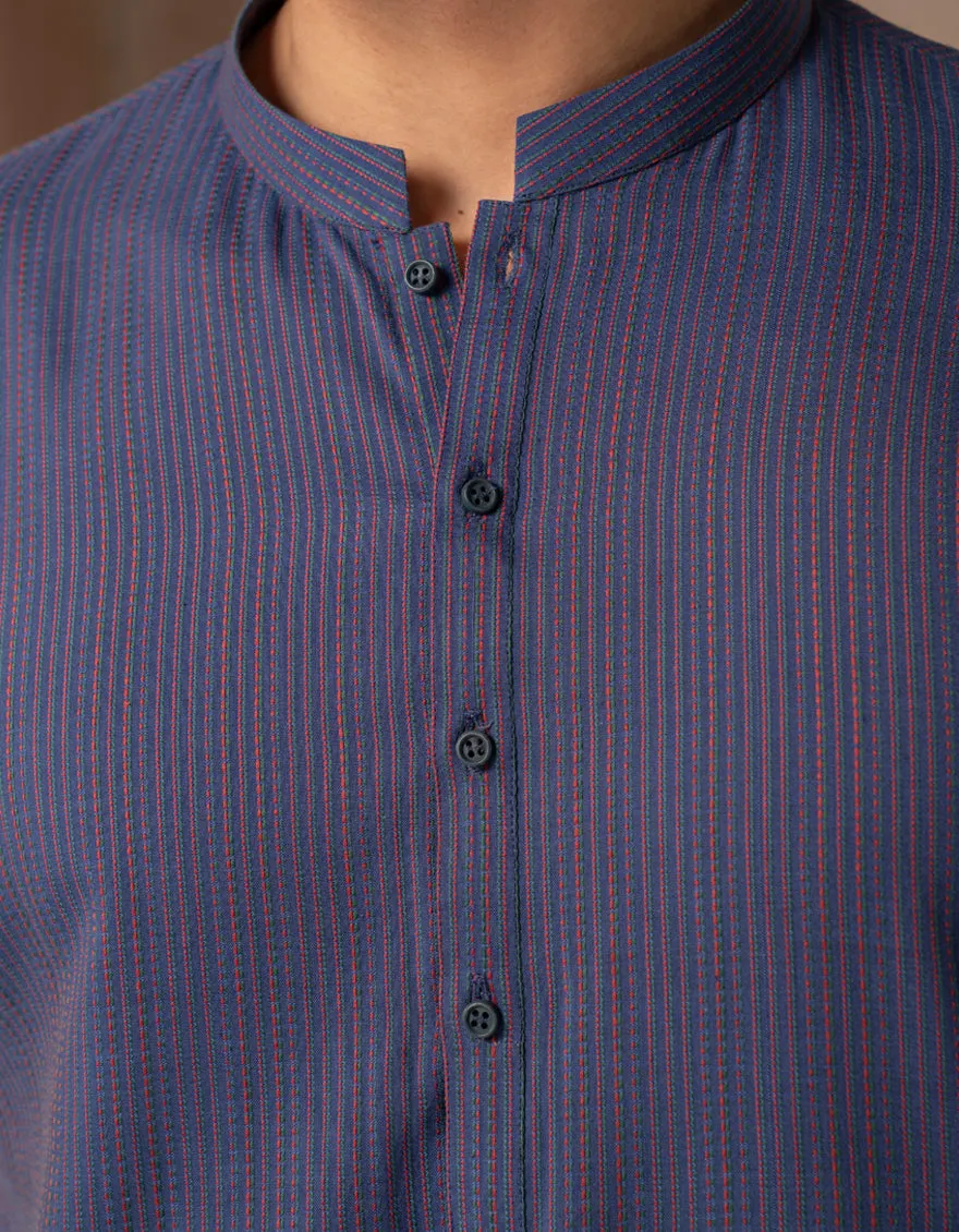 BLUE BLENDED KURTA | JJK-A-33498/S25/JJ9976-CL sold by Junaid Jamshed product image thumbnail 3