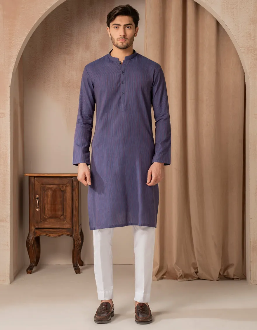 BLUE BLENDED KURTA | JJK-A-33498/S25/JJ9976-CL sold by Junaid Jamshed product image thumbnail 4