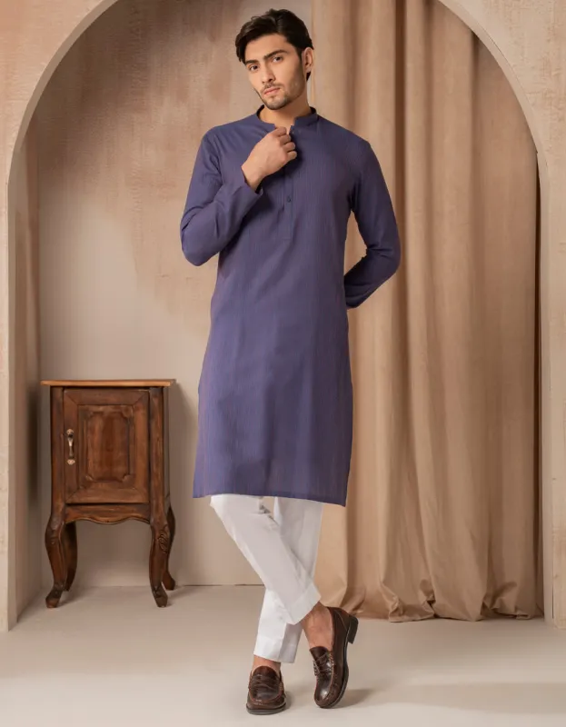 BLUE BLENDED KURTA | JJK-A-33498/S25/JJ9976-CL sold by Junaid Jamshed