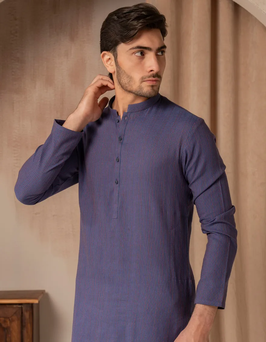 BLUE BLENDED KURTA | JJK-A-33498/S25/JJ9976-CL sold by Junaid Jamshed product image thumbnail 2