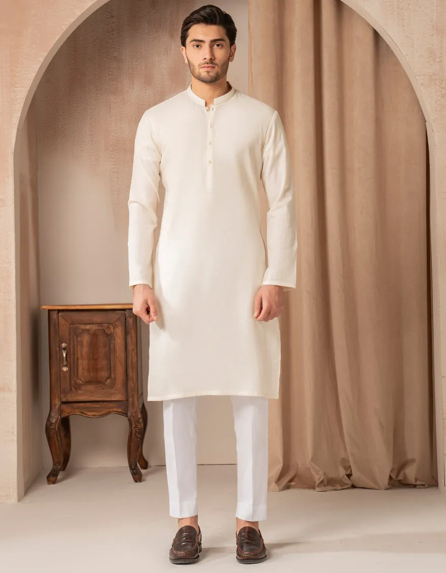 CREAM COTTON KURTA | JJK-A-33500/S25/JJ9225-CL sold by Junaid Jamshed