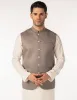 STONE GREY SUITING WAISTCOAT | JJVC-A-48240/S25/JJ10125-PN sold by Junaid Jamshed