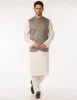 STONE GREY SUITING WAISTCOAT | JJVC-A-48240/S25/JJ10125-PN sold by Junaid Jamshed