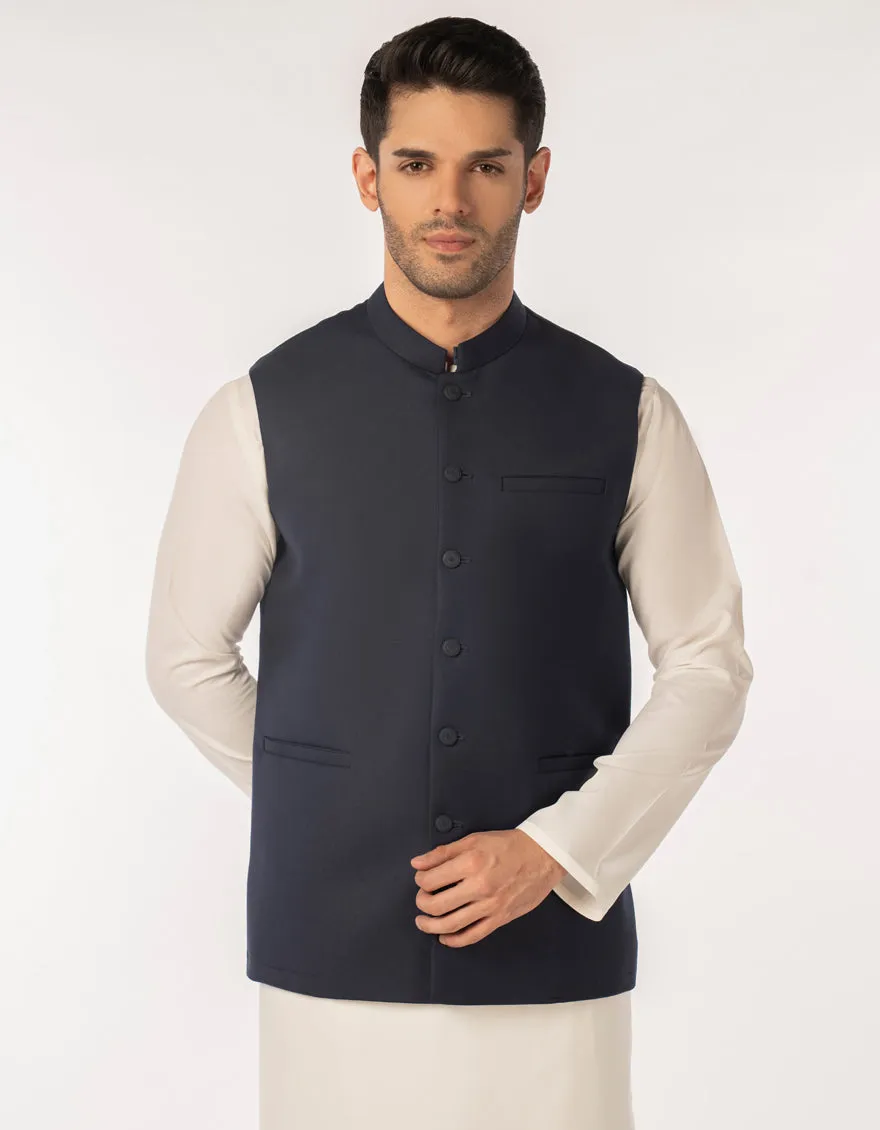 MIDNIGHT BLUE SUITING WAISTCOAT | JJVC-A-48249/S25/JJ10131-PN sold by Junaid Jamshed product image thumbnail 2