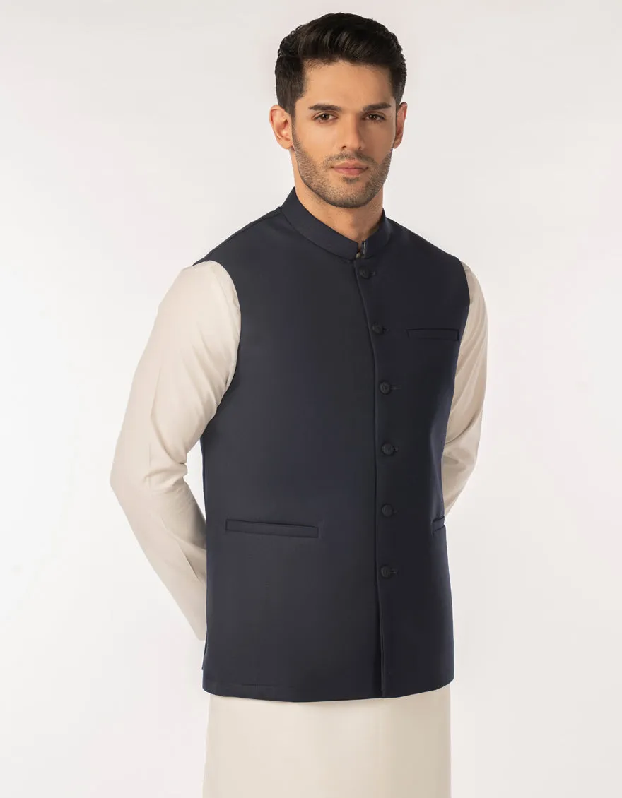 MIDNIGHT BLUE SUITING WAISTCOAT | JJVC-A-48249/S25/JJ10131-PN sold by Junaid Jamshed product image thumbnail 3
