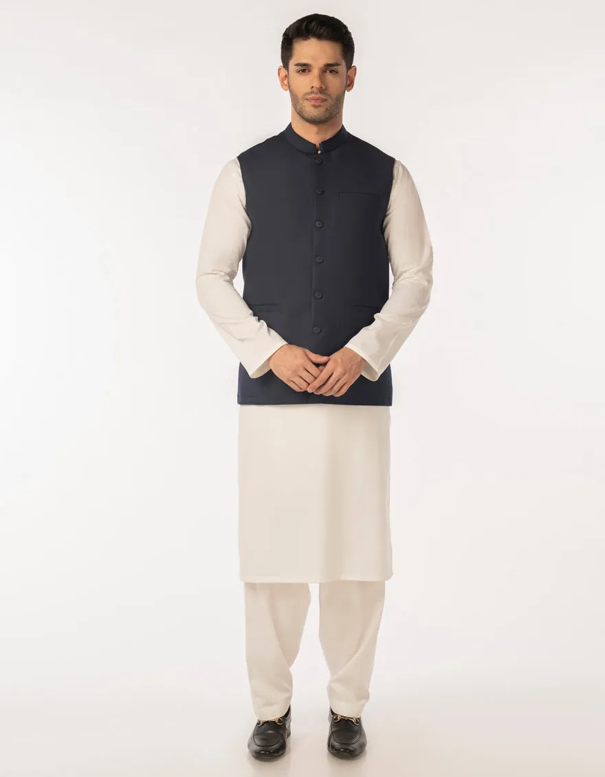 MIDNIGHT BLUE SUITING WAISTCOAT | JJVC-A-48249/S25/JJ10131-PN sold by Junaid Jamshed