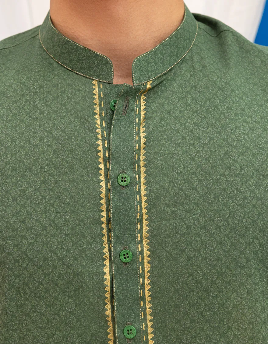 GREEN COTTON KURTA | JTK-S-50134/S25/JJ97 sold by Junaid Jamshed product image thumbnail 3