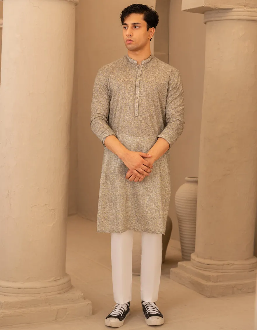 GREY COTTON KURTA | JTK-S-50225/S25/JJ9776-SF sold by Junaid Jamshed