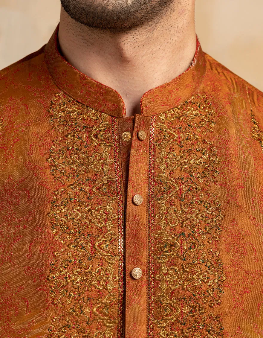RUST BLENDED SPECIAL KURTA | JJK-SP-A-50148/S25/J sold by Junaid Jamshed product image thumbnail 3