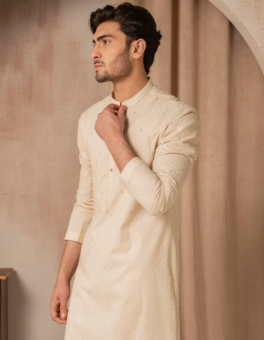 ECRU COTTON SPECIAL KURTA | JJK-SP-A-50263/S25/JJ9650-SF sold by Junaid Jamshed product image thumbnail 4