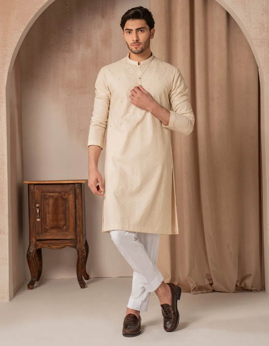 ECRU COTTON SPECIAL KURTA | JJK-SP-A-50263/S25/JJ9650-SF sold by Junaid Jamshed