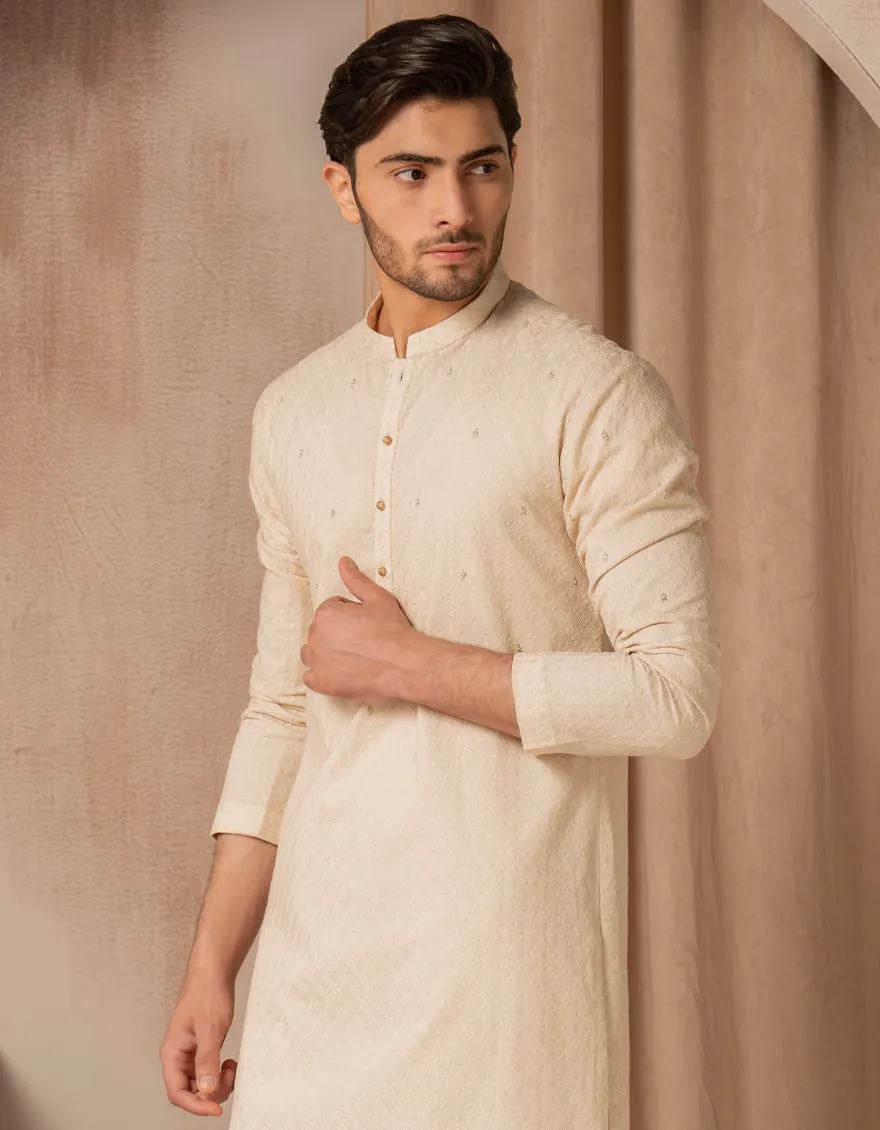 ECRU COTTON SPECIAL KURTA | JJK-SP-A-50263/S25/JJ9650-SF sold by Junaid Jamshed product image thumbnail 2
