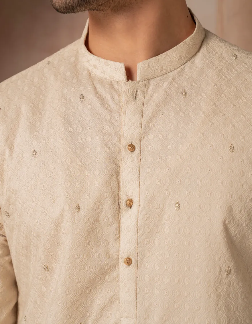 ECRU COTTON SPECIAL KURTA | JJK-SP-A-50263/S25/JJ9650-SF sold by Junaid Jamshed product image thumbnail 3