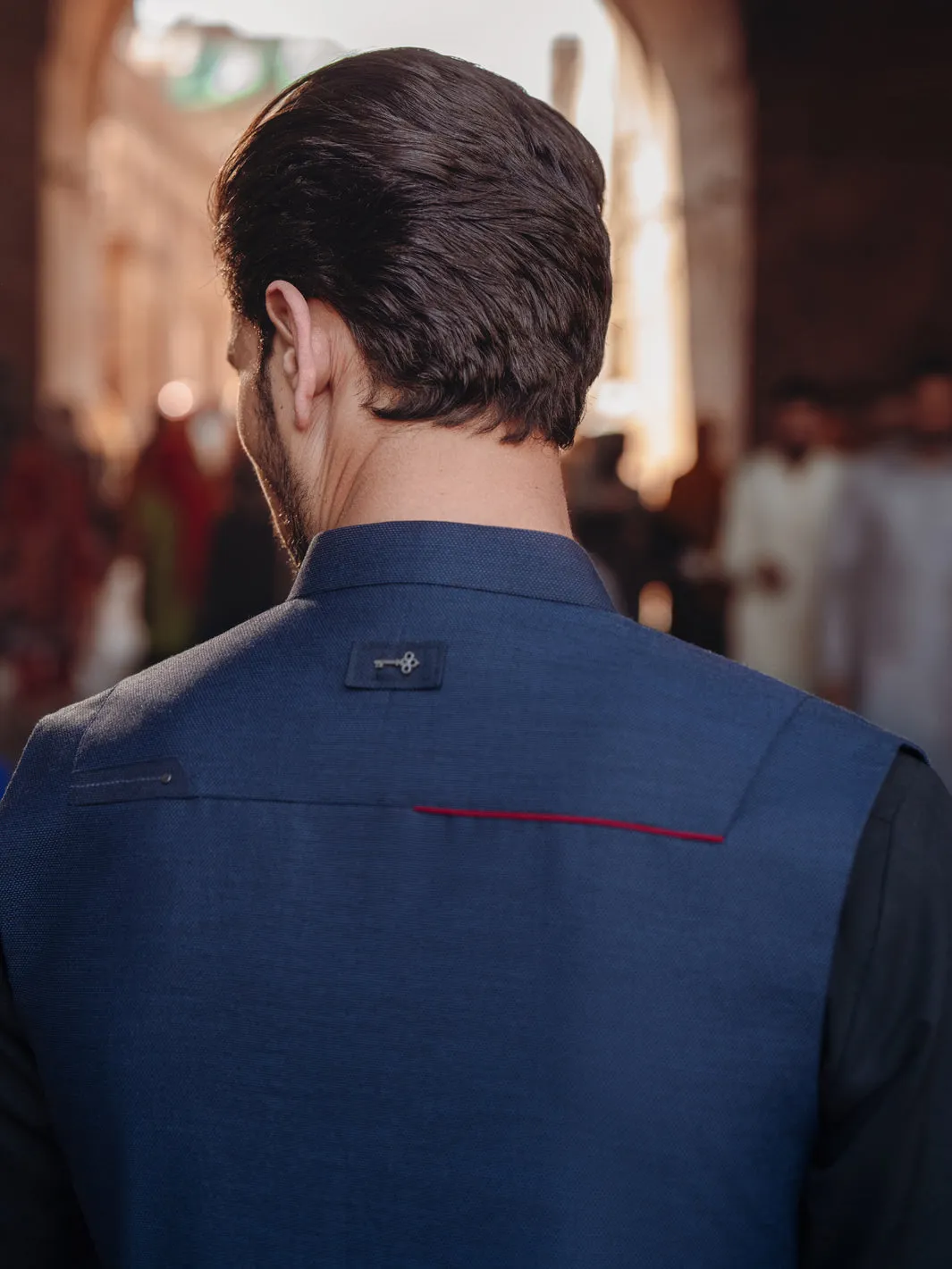 NAVY BLUE BLENDED WAISTCOAT | AL-WC-590A/AM-6322C sold by Junaid Jamshed product image thumbnail 5