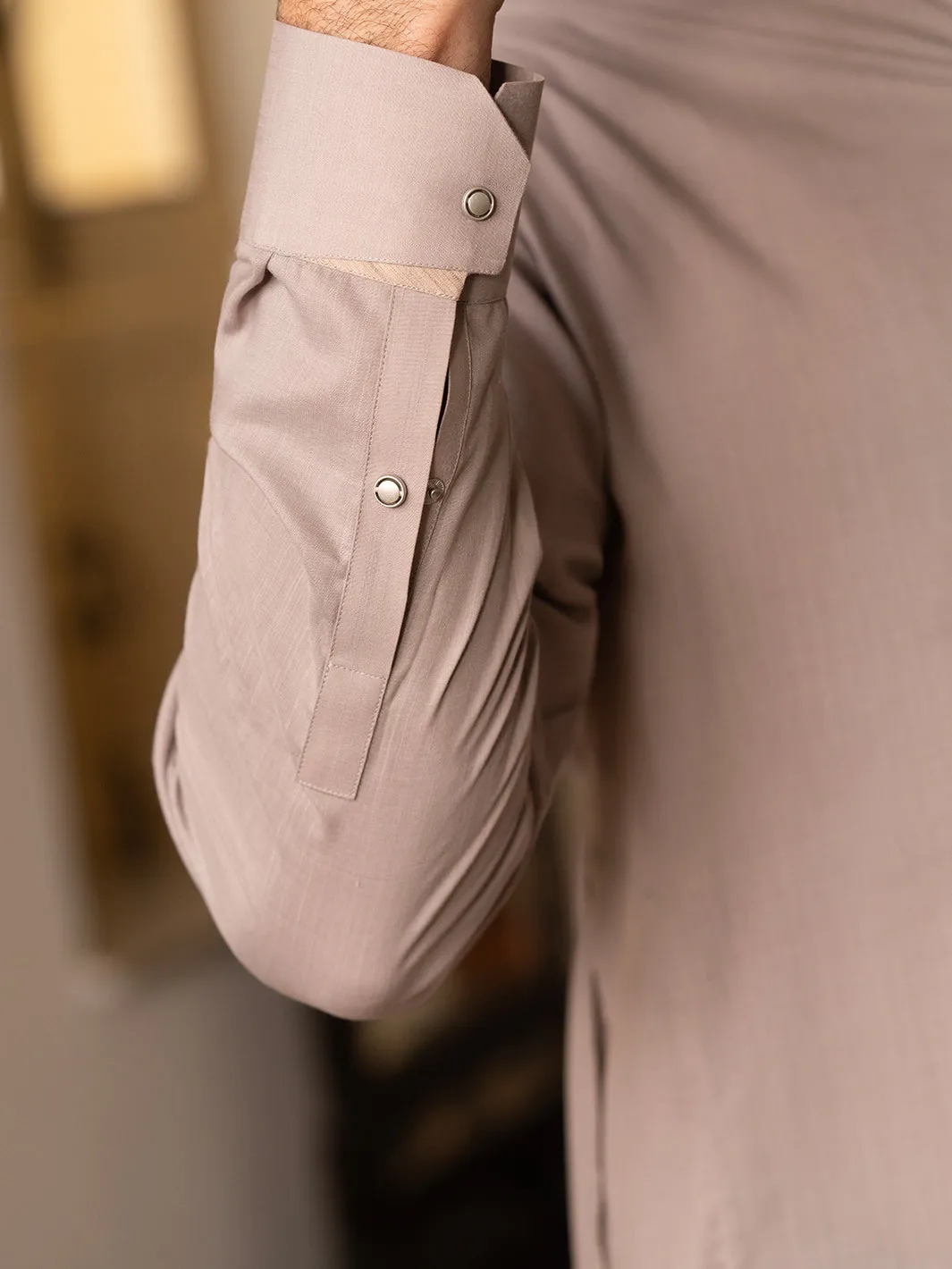 LIGHT BROWN BLENDED KAMEEZ SHALWAR | ALWA-KS-529/AM-6289B sold by Junaid Jamshed product image thumbnail 4