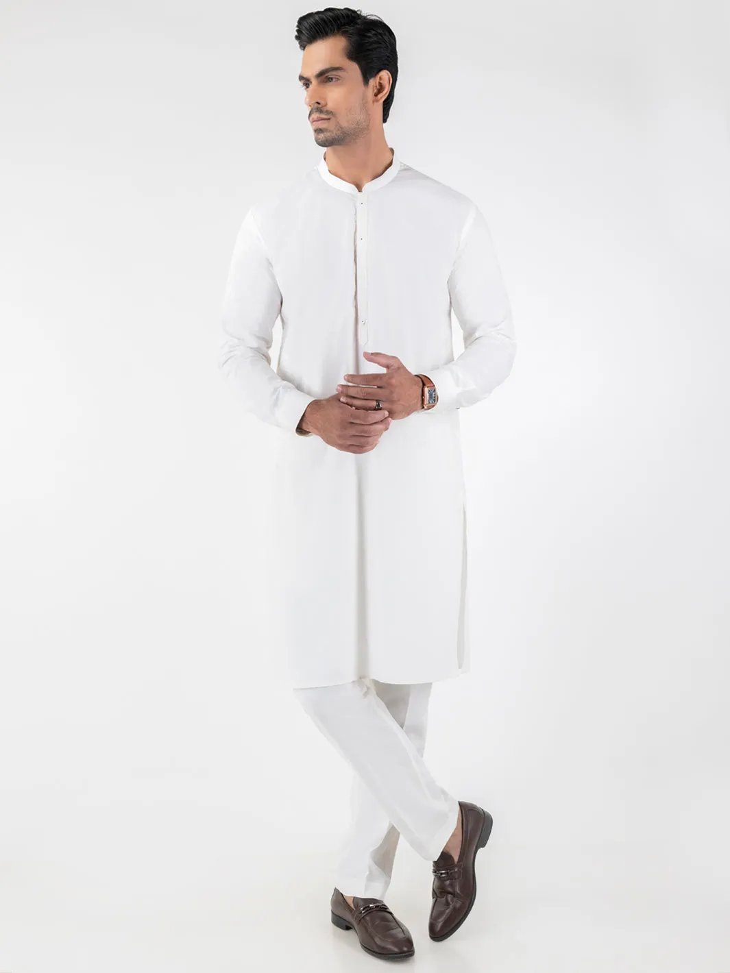 OFF WHITE COTTON KURTA TROUSERS | AL-KT-3219/AM-6332A sold by Junaid Jamshed