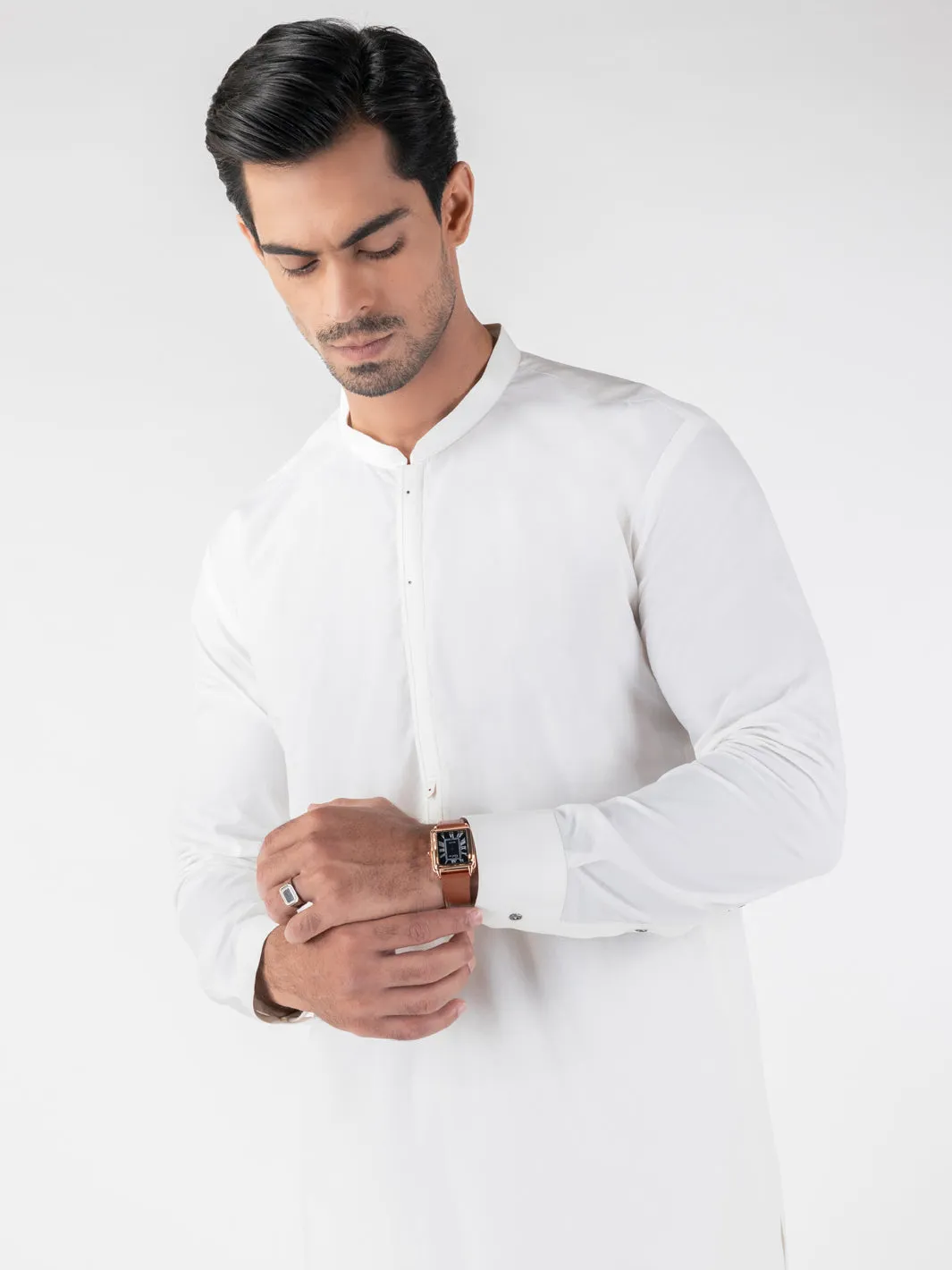 OFF WHITE COTTON KURTA TROUSERS | AL-KT-3219/AM-6332A sold by Junaid Jamshed product image thumbnail 2