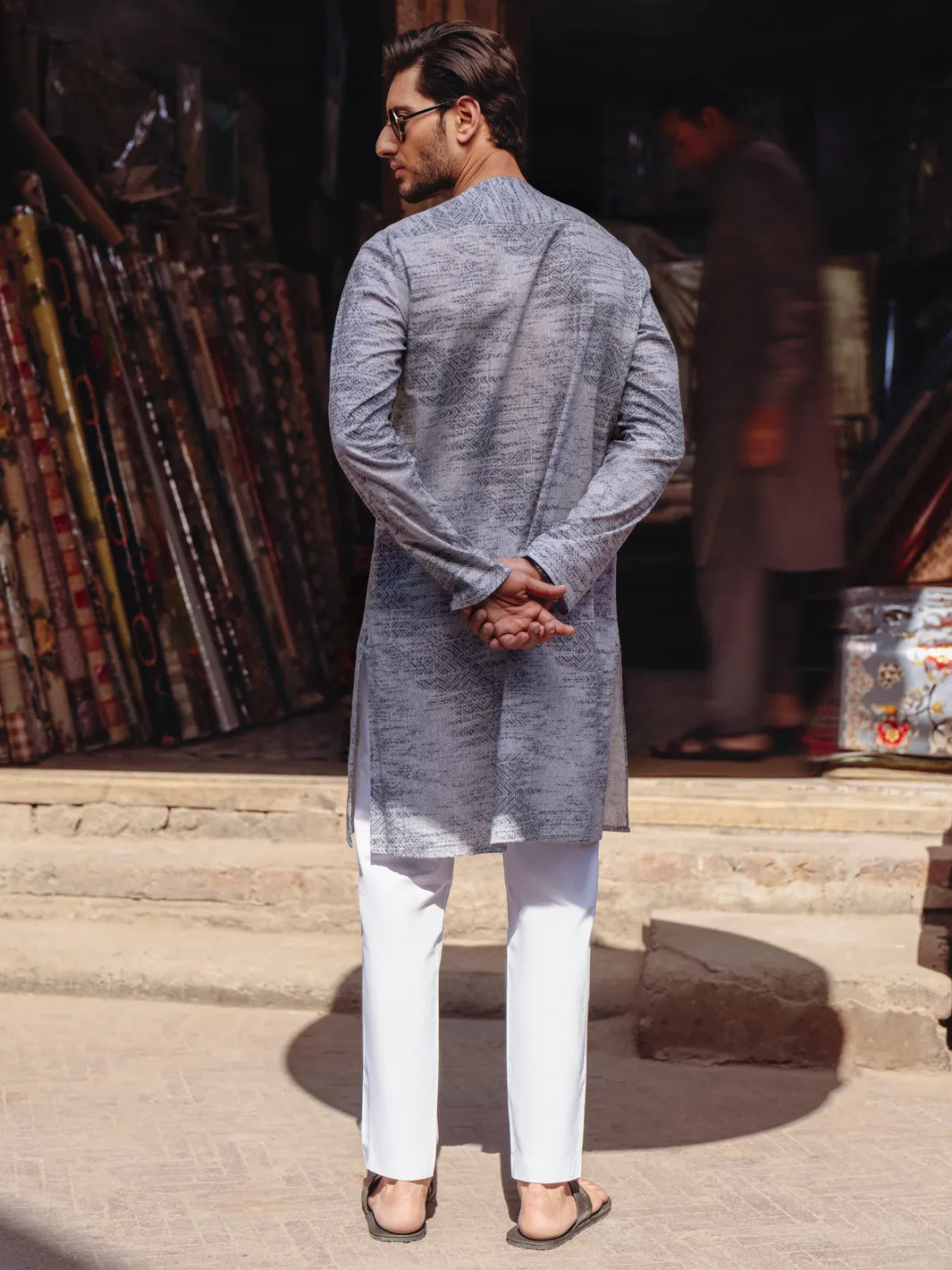 GREY COTTON KURTA | AL-K-1186/AM-6310A sold by Junaid Jamshed product image thumbnail 2