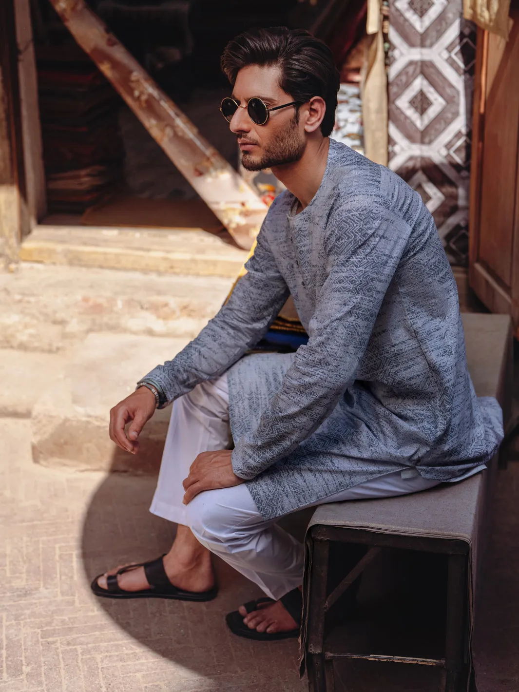 GREY COTTON KURTA | AL-K-1186/AM-6310A sold by Junaid Jamshed product image thumbnail 3