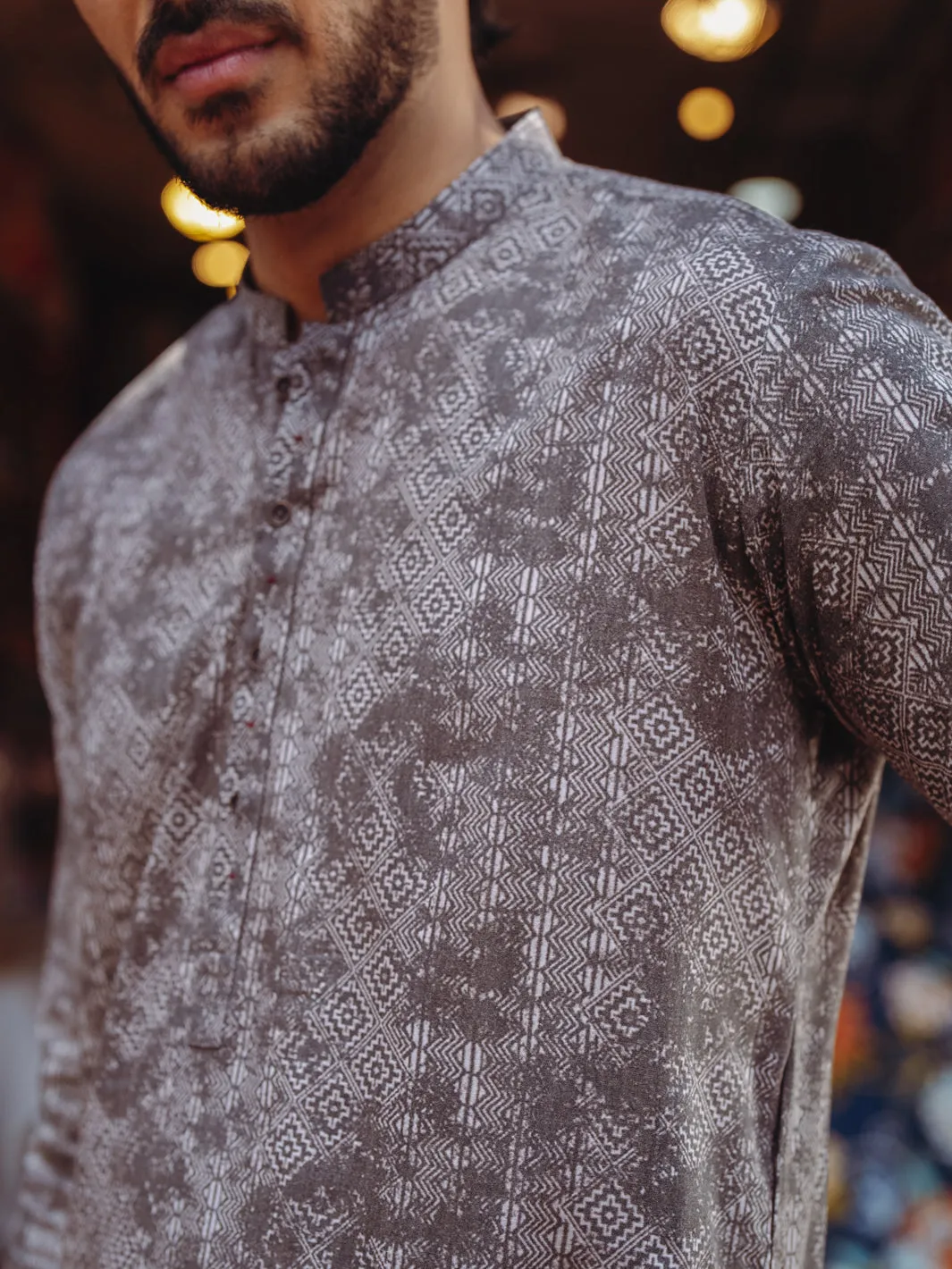 BROWN COTTON KURTA | AL-K-1188/AM-6310C sold by Junaid Jamshed product image thumbnail 3