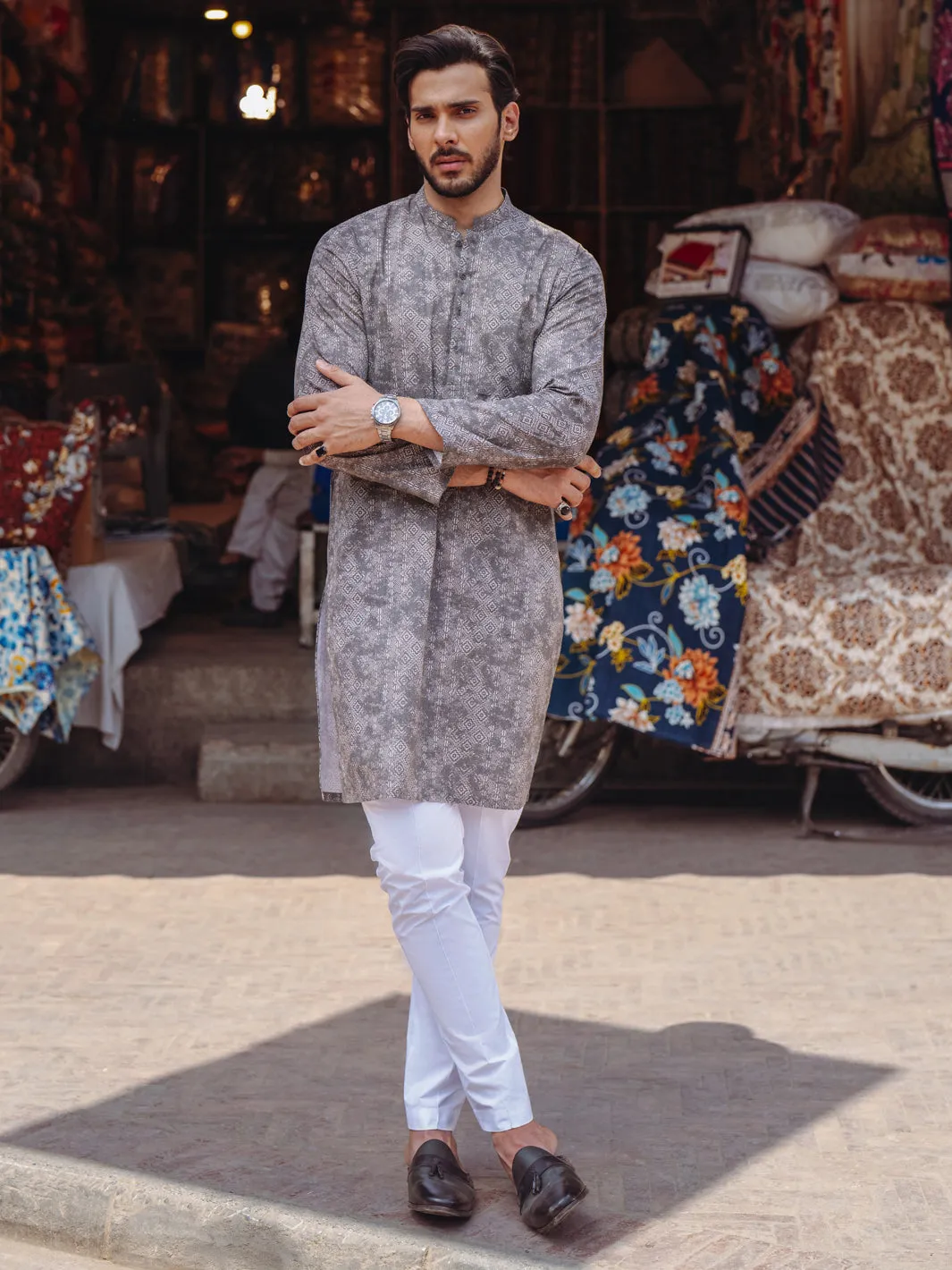 BROWN COTTON KURTA | AL-K-1188/AM-6310C sold by Junaid Jamshed