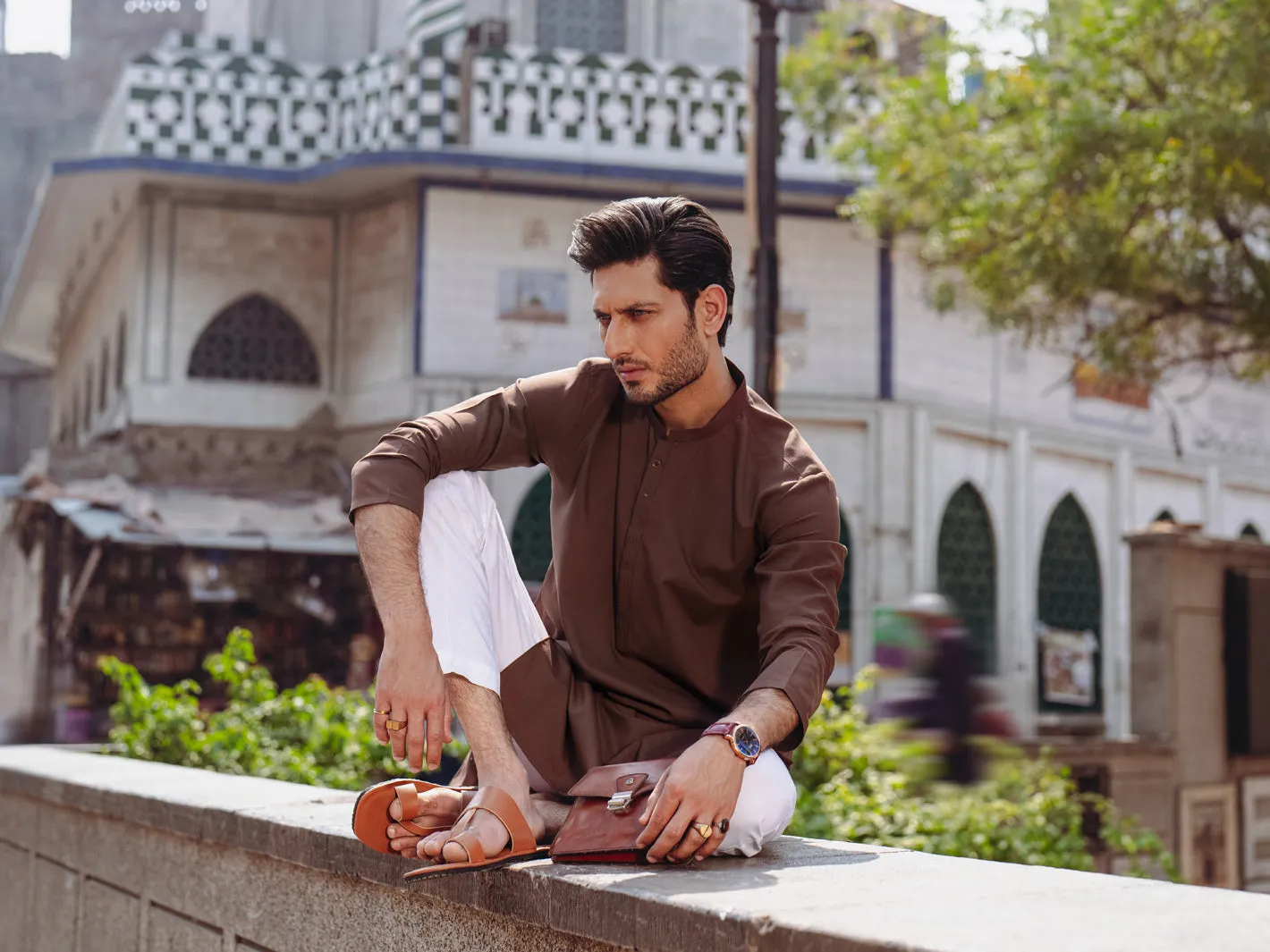 BROWN BLENDED KURTA | AL-K-1257/AM-6315B sold by Junaid Jamshed product image thumbnail 5