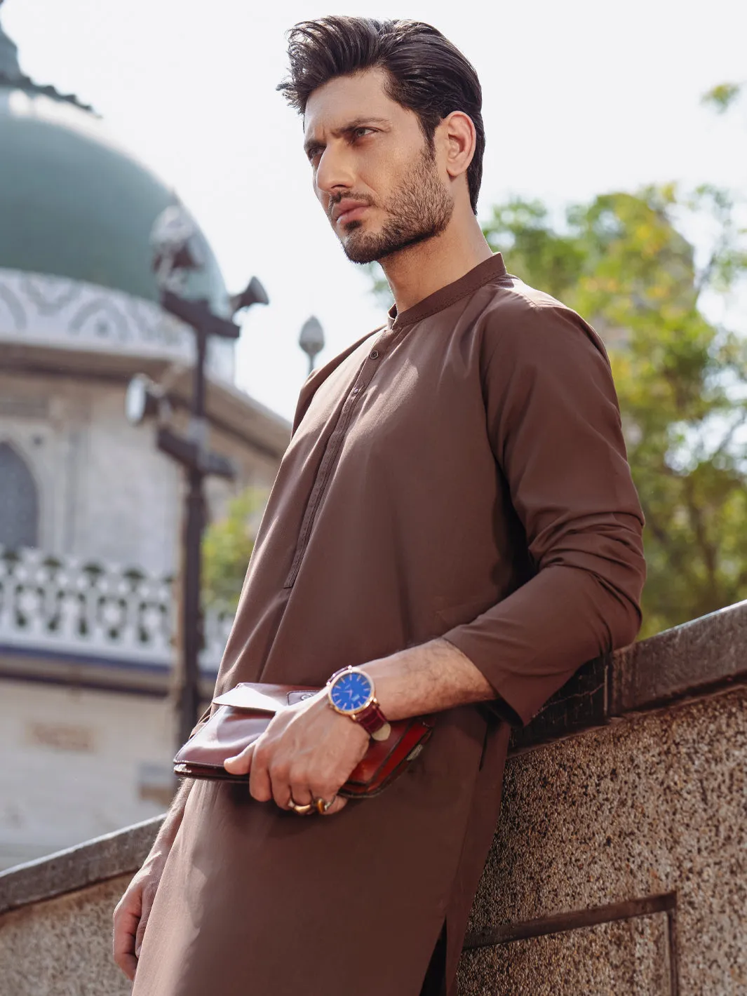 BROWN BLENDED KURTA | AL-K-1257/AM-6315B sold by Junaid Jamshed product image thumbnail 3