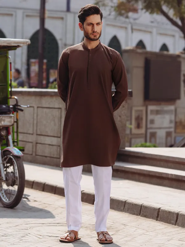 BROWN BLENDED KURTA | AL-K-1257/AM-6315B sold by Junaid Jamshed