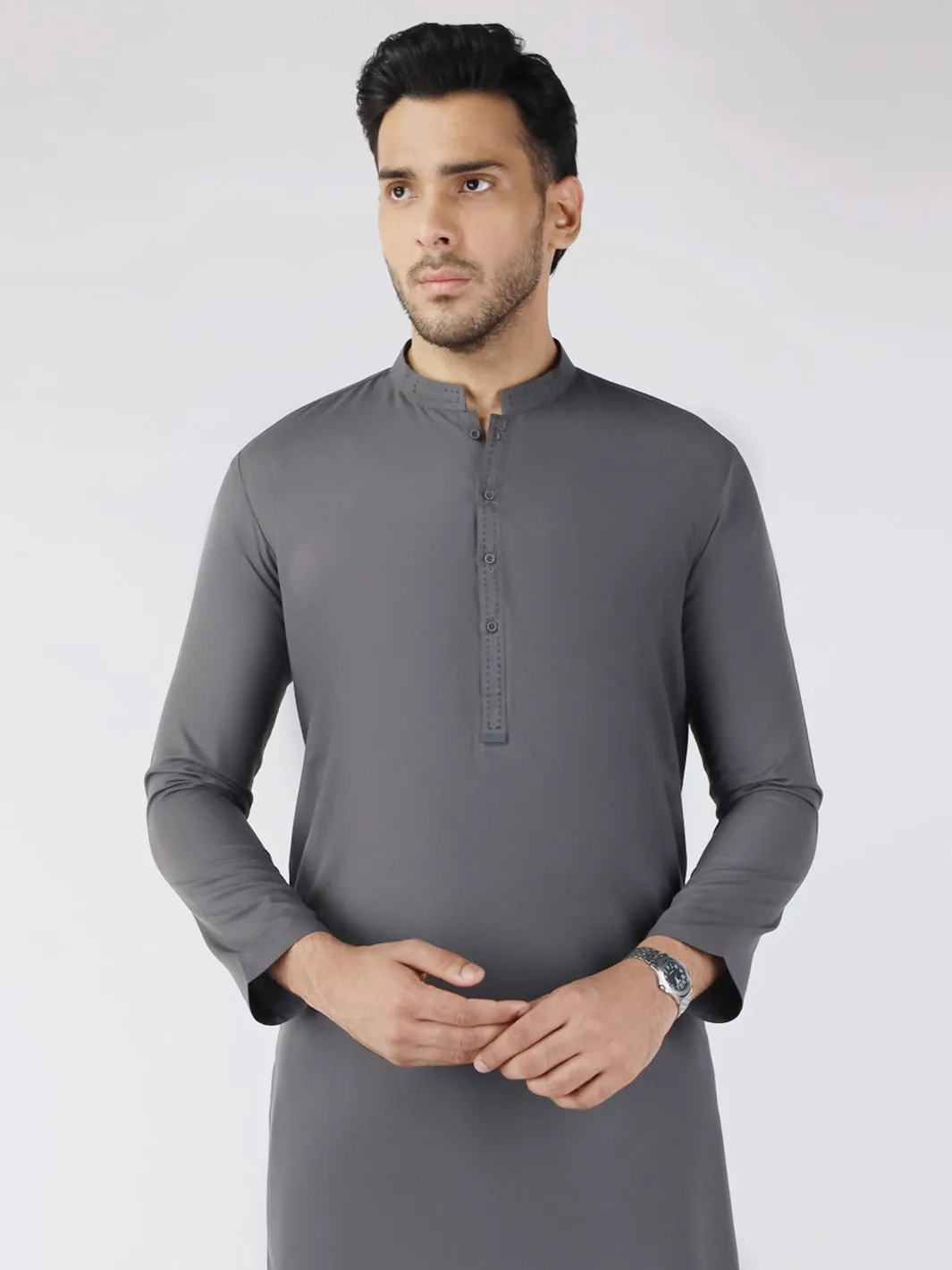 GREY BLENDED KURTA | AL-K-1258/AM-6315C sold by Junaid Jamshed product image thumbnail 2
