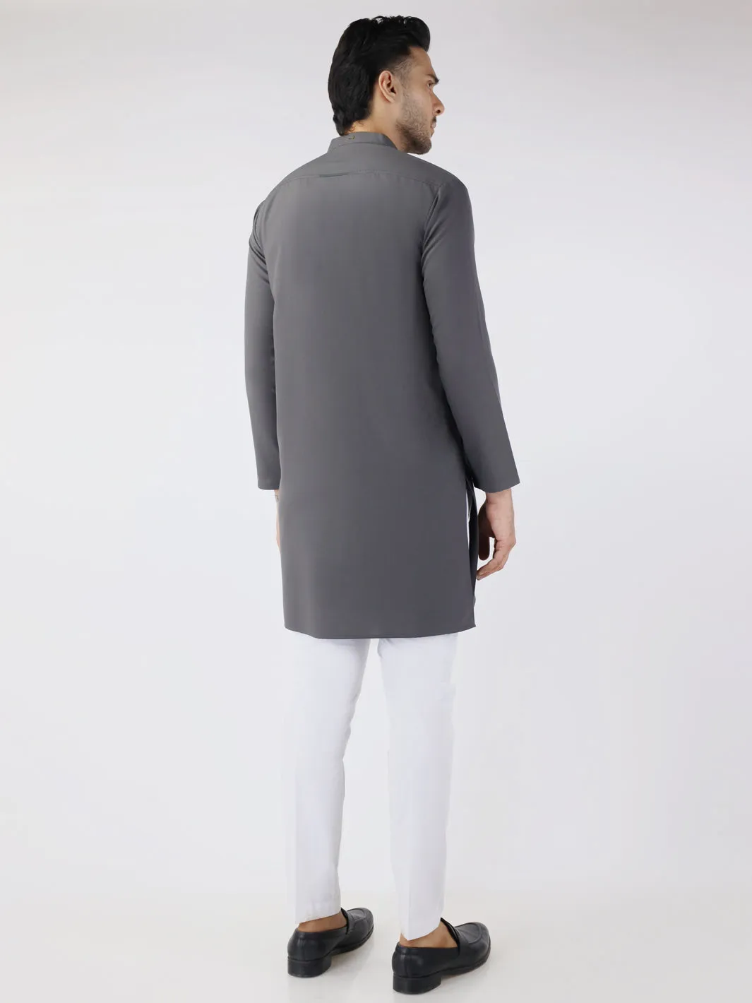 GREY BLENDED KURTA | AL-K-1258/AM-6315C sold by Junaid Jamshed product image thumbnail 4