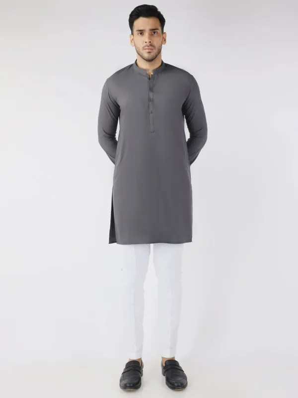 GREY BLENDED KURTA | AL-K-1258/AM-6315C sold by Junaid Jamshed