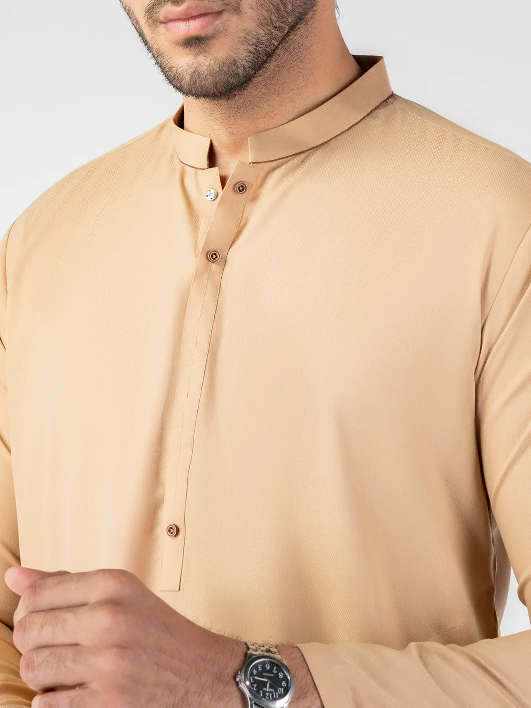 BEIGE BLENDED KURTA | AL-K-1260/AM-6314B sold by Junaid Jamshed product image thumbnail 4