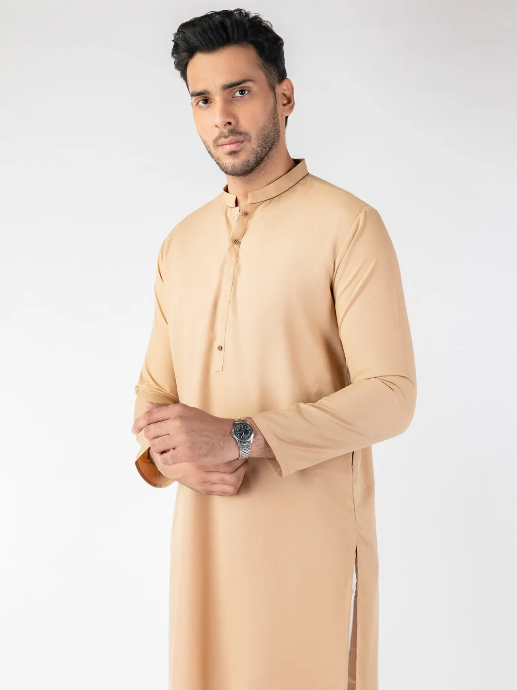 BEIGE BLENDED KURTA | AL-K-1260/AM-6314B sold by Junaid Jamshed product image thumbnail 3
