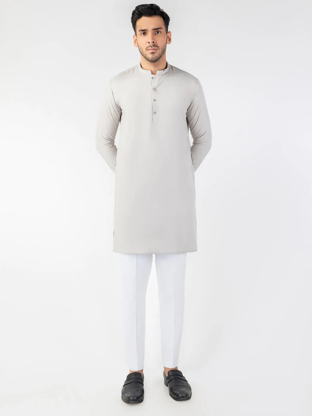 LIGHT GREY BLENDED KURTA | AL-K-1261/AM-6314D sold by Junaid Jamshed