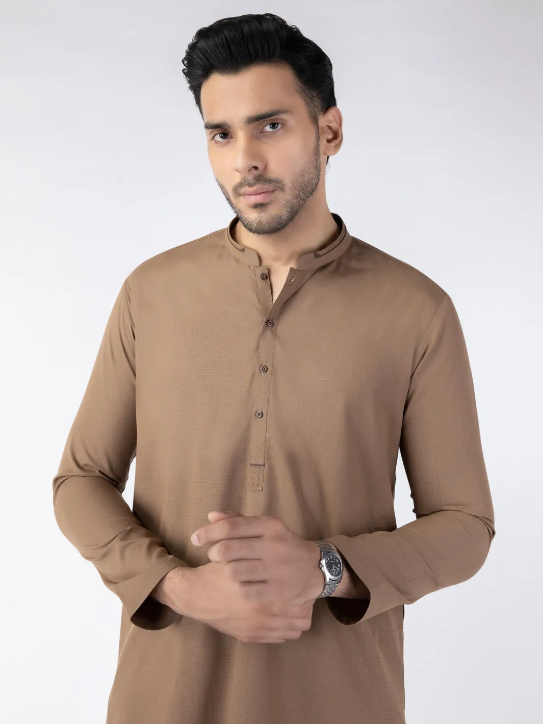 BROWN BLENDED KURTA | AL-K-1262/AM-6315A sold by Junaid Jamshed product image thumbnail 2