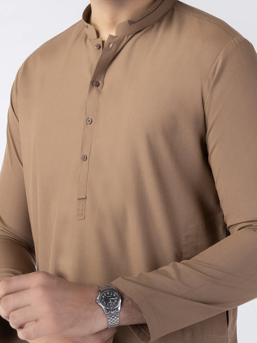 BROWN BLENDED KURTA | AL-K-1262/AM-6315A sold by Junaid Jamshed product image thumbnail 3