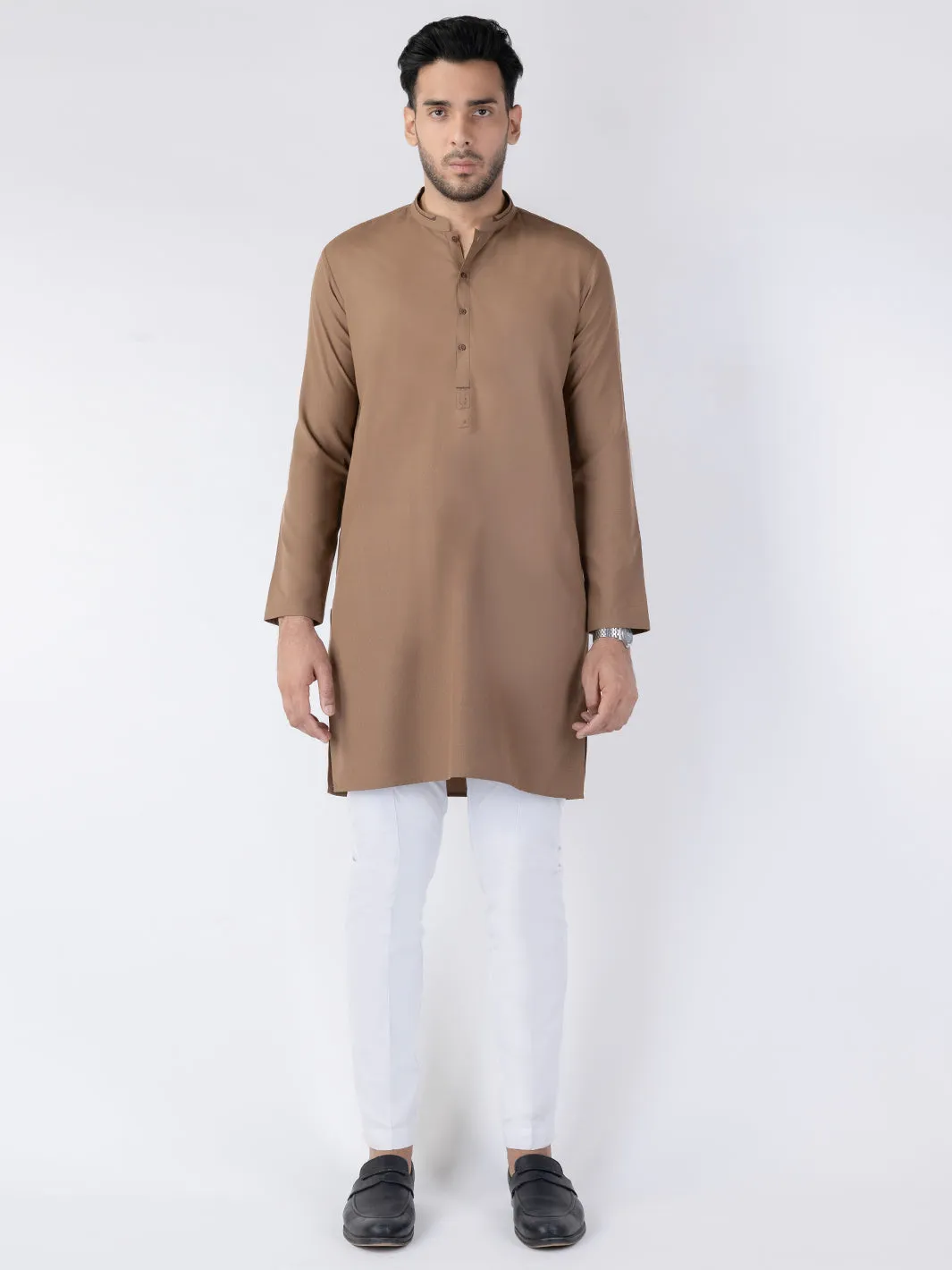 BROWN BLENDED KURTA | AL-K-1262/AM-6315A sold by Junaid Jamshed