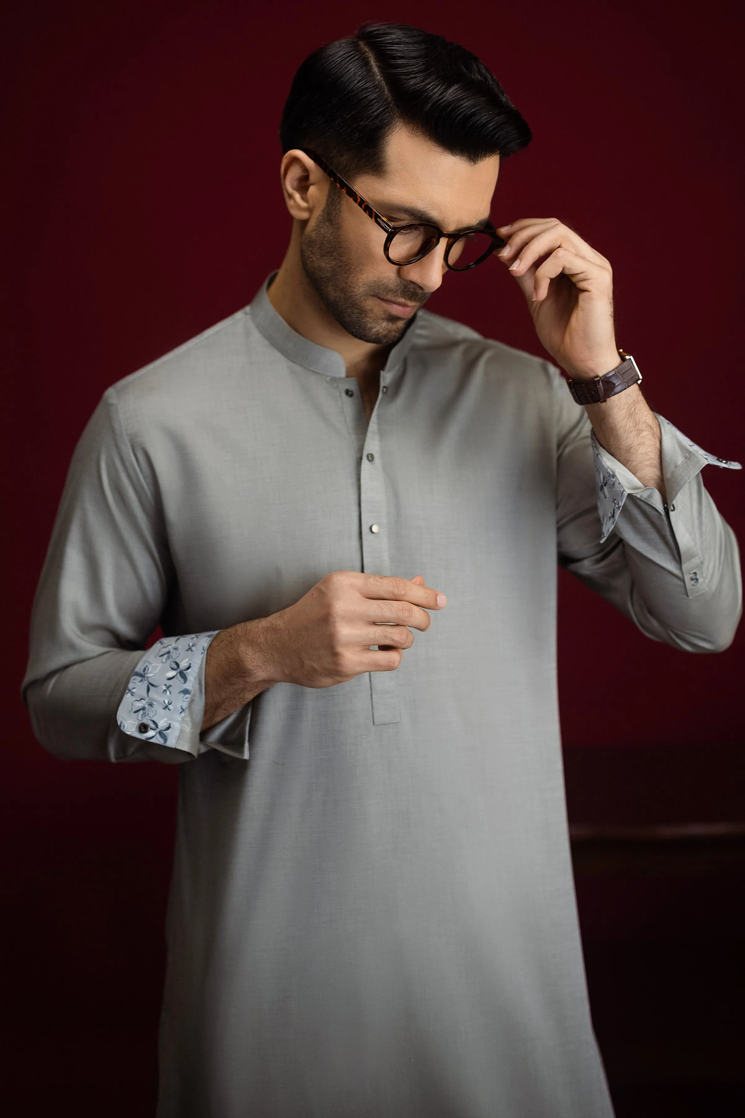LIGHT OLIVE COTTON KURTA TROUSERS | CCMKS-S-39589-B3 sold by Junaid Jamshed product image thumbnail 2