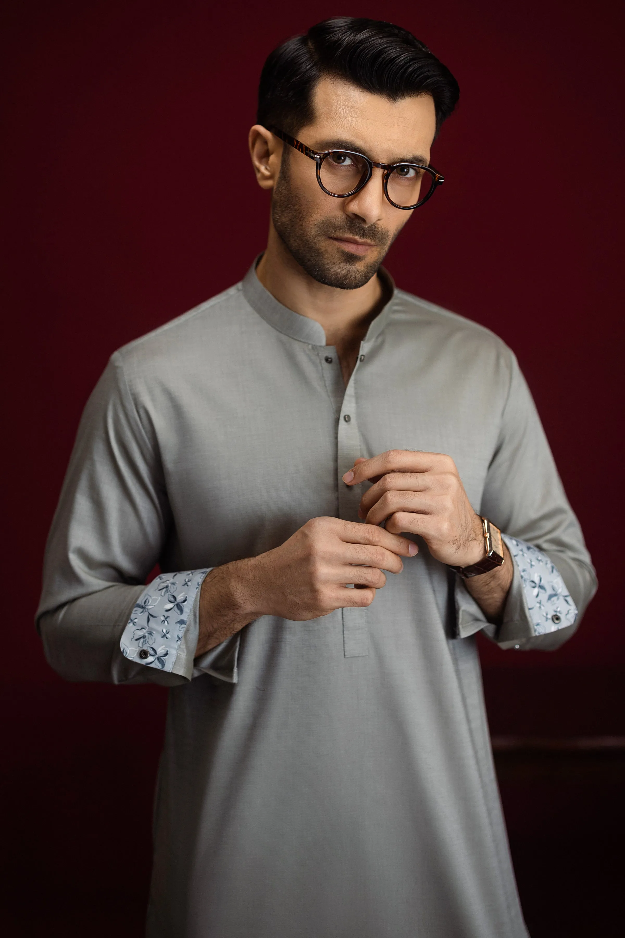 LIGHT OLIVE COTTON KURTA TROUSERS | CCMKS-S-39589-B3 sold by Junaid Jamshed product image thumbnail 3