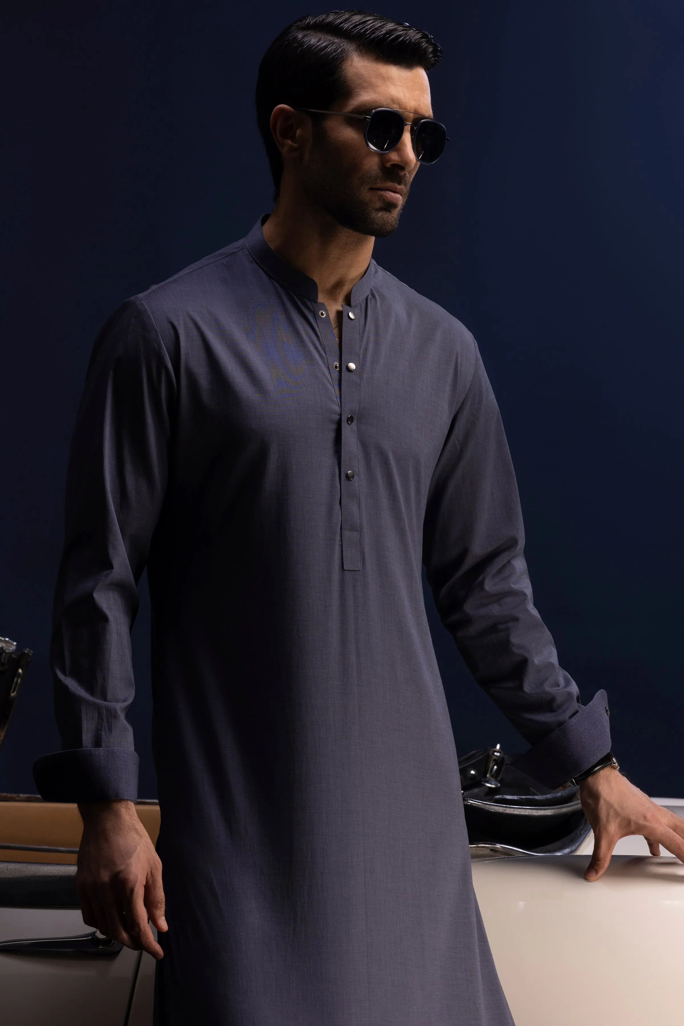 PURPLE COTTON KURTA TROUSERS | CCMKT-S-39391-3/3 -FIJI sold by Junaid Jamshed product image thumbnail 2