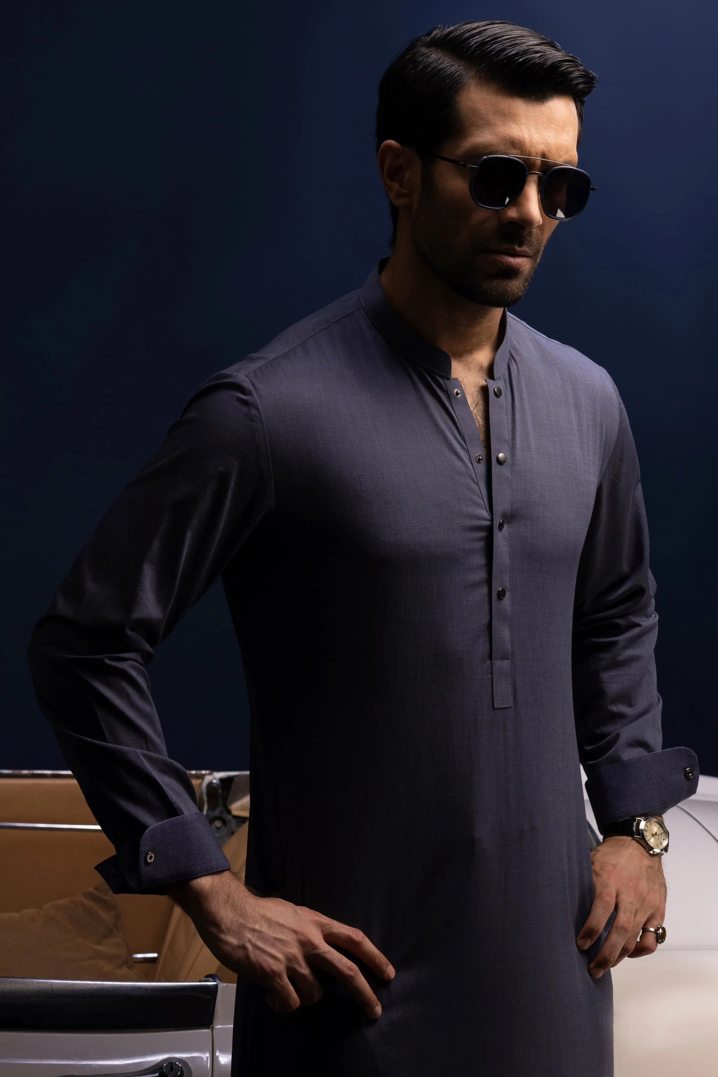 PURPLE COTTON KURTA TROUSERS | CCMKT-S-39391-3/3 -FIJI sold by Junaid Jamshed product image thumbnail 3