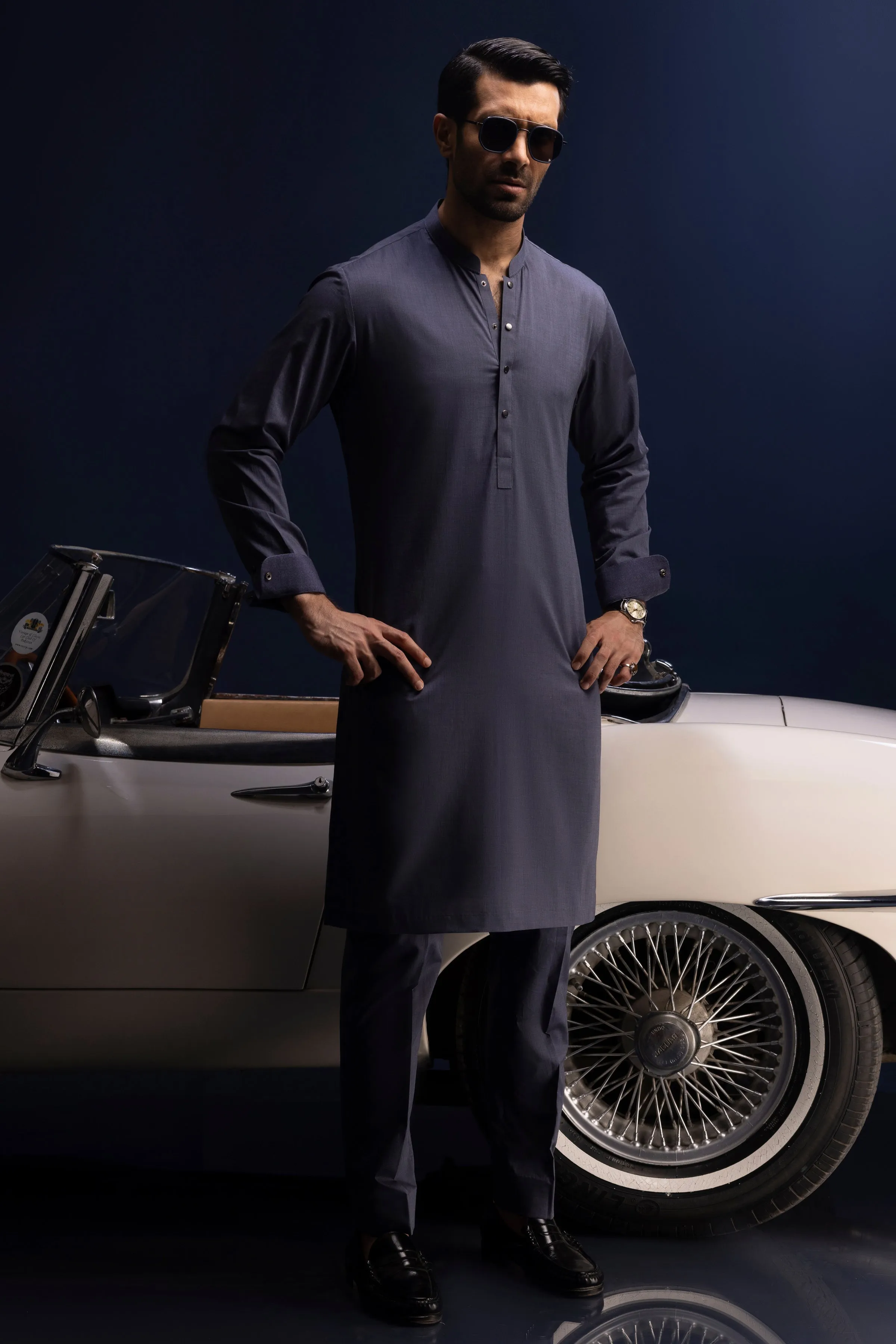 PURPLE COTTON KURTA TROUSERS | CCMKT-S-39391-3/3 -FIJI sold by Junaid Jamshed