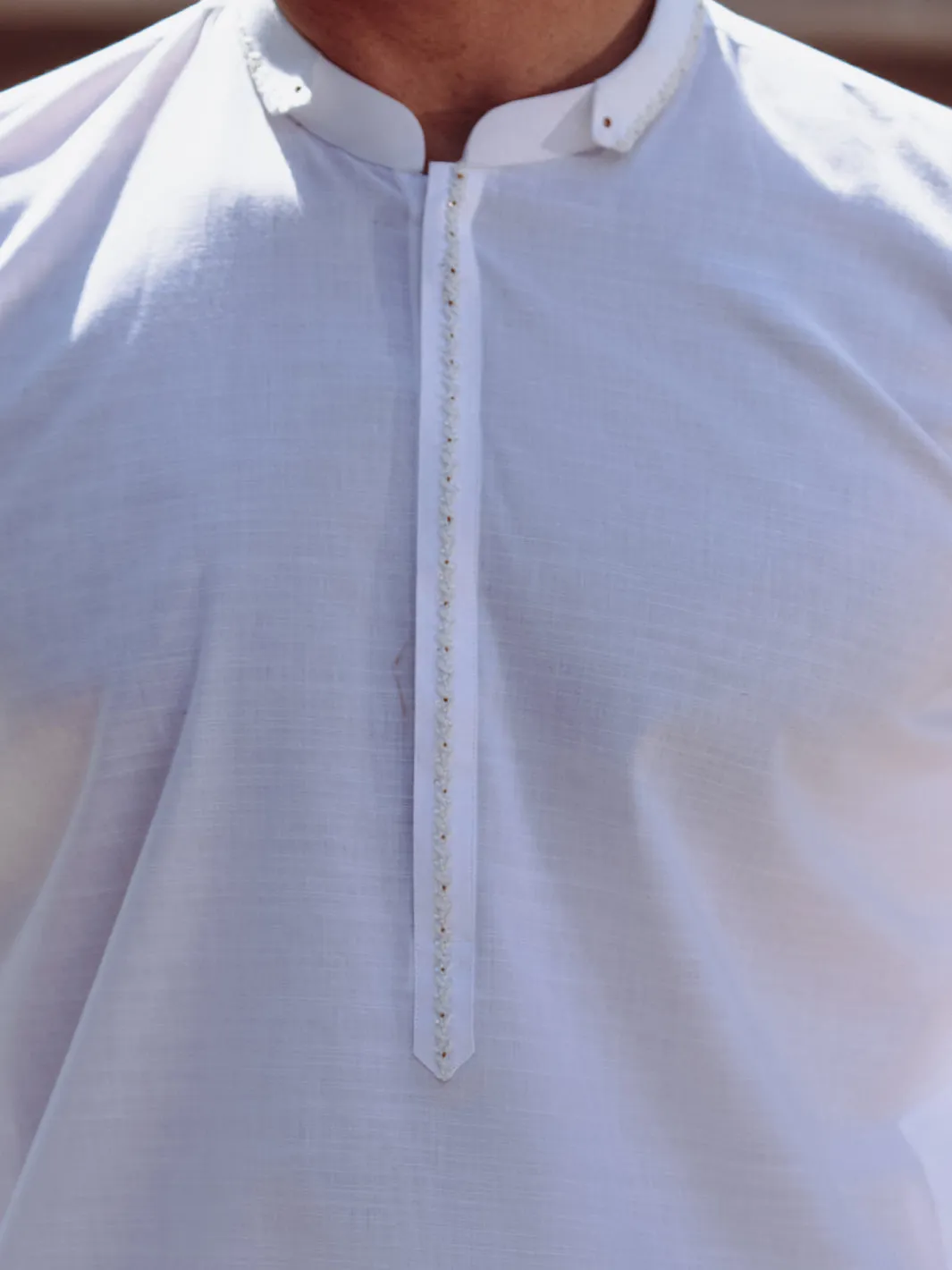 WHITE COTTON KURTA | AL-K-1264A/AM-6236A sold by Junaid Jamshed product image thumbnail 4