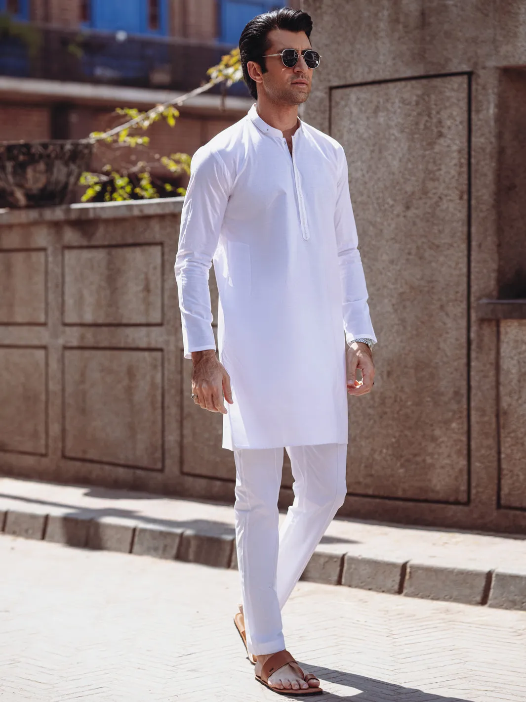 WHITE COTTON KURTA | AL-K-1264A/AM-6236A sold by Junaid Jamshed
