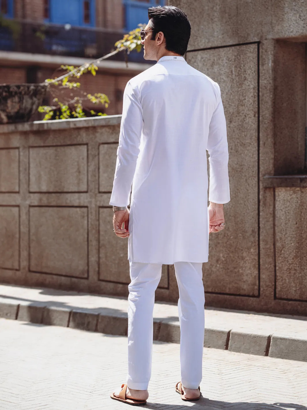 WHITE COTTON KURTA | AL-K-1264A/AM-6236A sold by Junaid Jamshed product image thumbnail 2