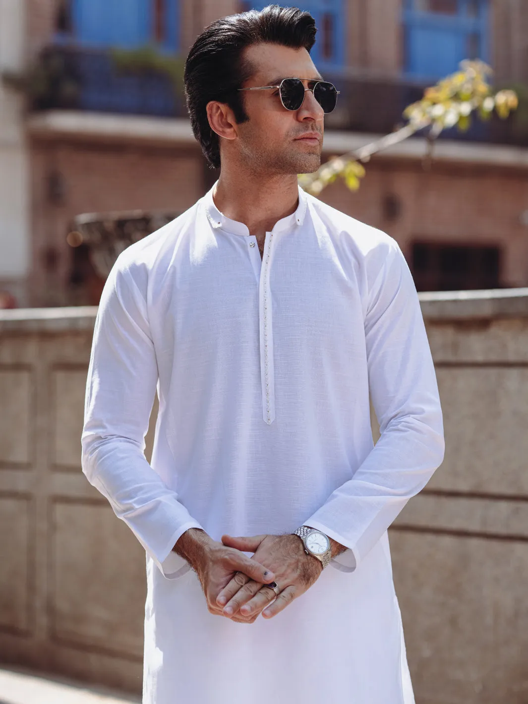 WHITE COTTON KURTA | AL-K-1264A/AM-6236A sold by Junaid Jamshed product image thumbnail 3
