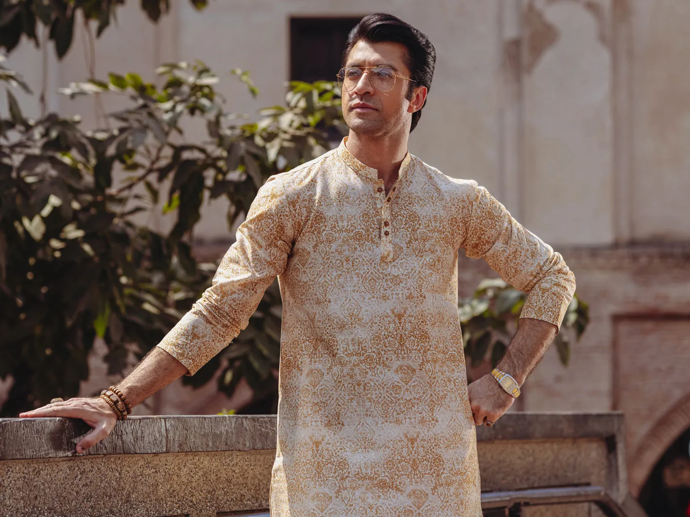 MUSTARD COTTON KURTA | AL-K-1187/AM-6310B sold by Junaid Jamshed product image thumbnail 5