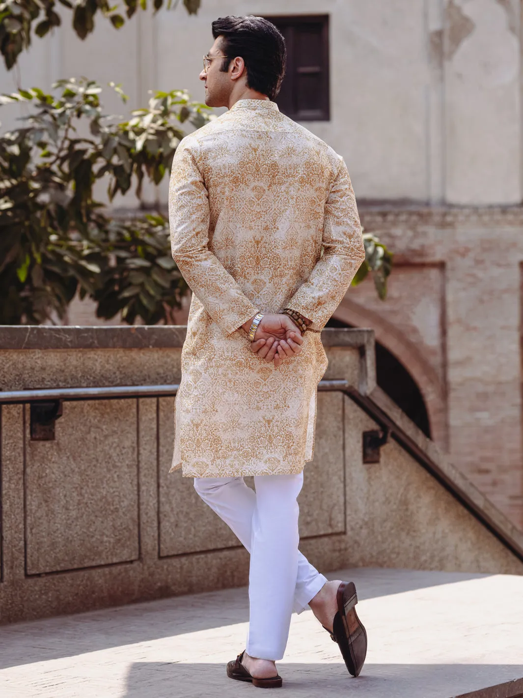 MUSTARD COTTON KURTA | AL-K-1187/AM-6310B sold by Junaid Jamshed product image thumbnail 2